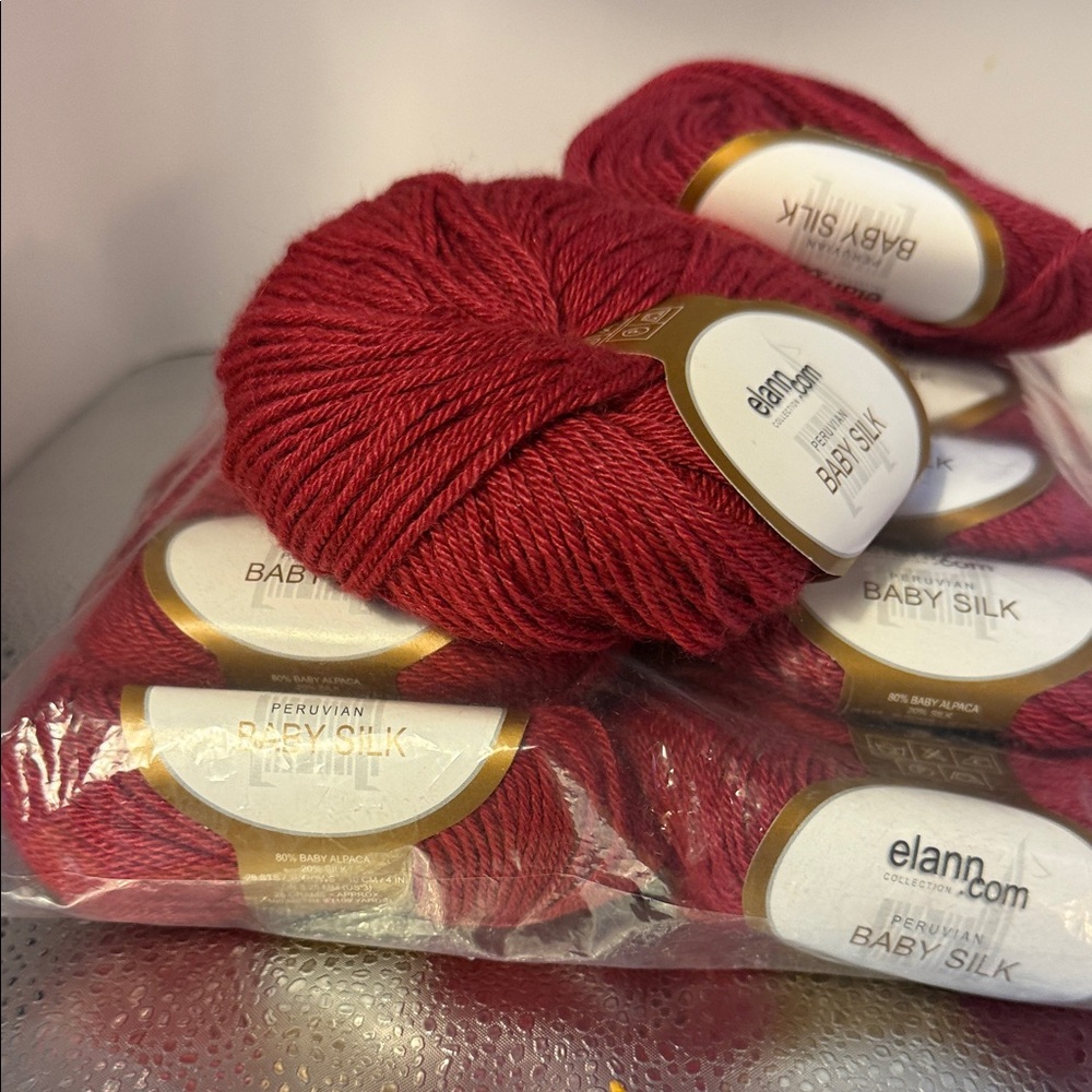 Elann Baby Silk Yarn - Deep Red Lot of 20 Balls